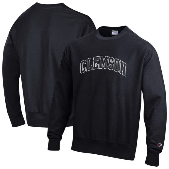 Men's Champion  Black Clemson Tigers Reverse Weave Crewneck Sweatshirt
