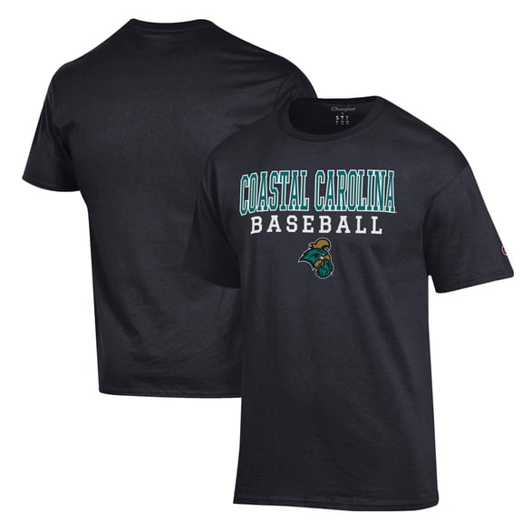 Men's Champion  Black Coastal Carolina Chanticleers Stack Baseball T-Shirt