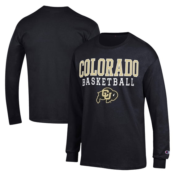 Men's Champion Black Colorado Buffaloes Basketball Stack Long Sleeve T-Shirt