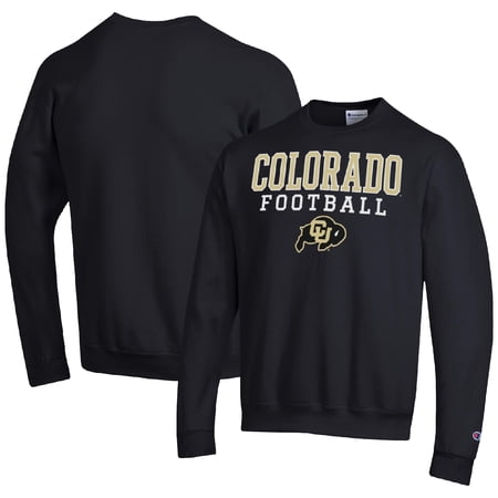 Men's Champion Black Colorado Buffaloes Football Stacked Pullover Sweatshirt