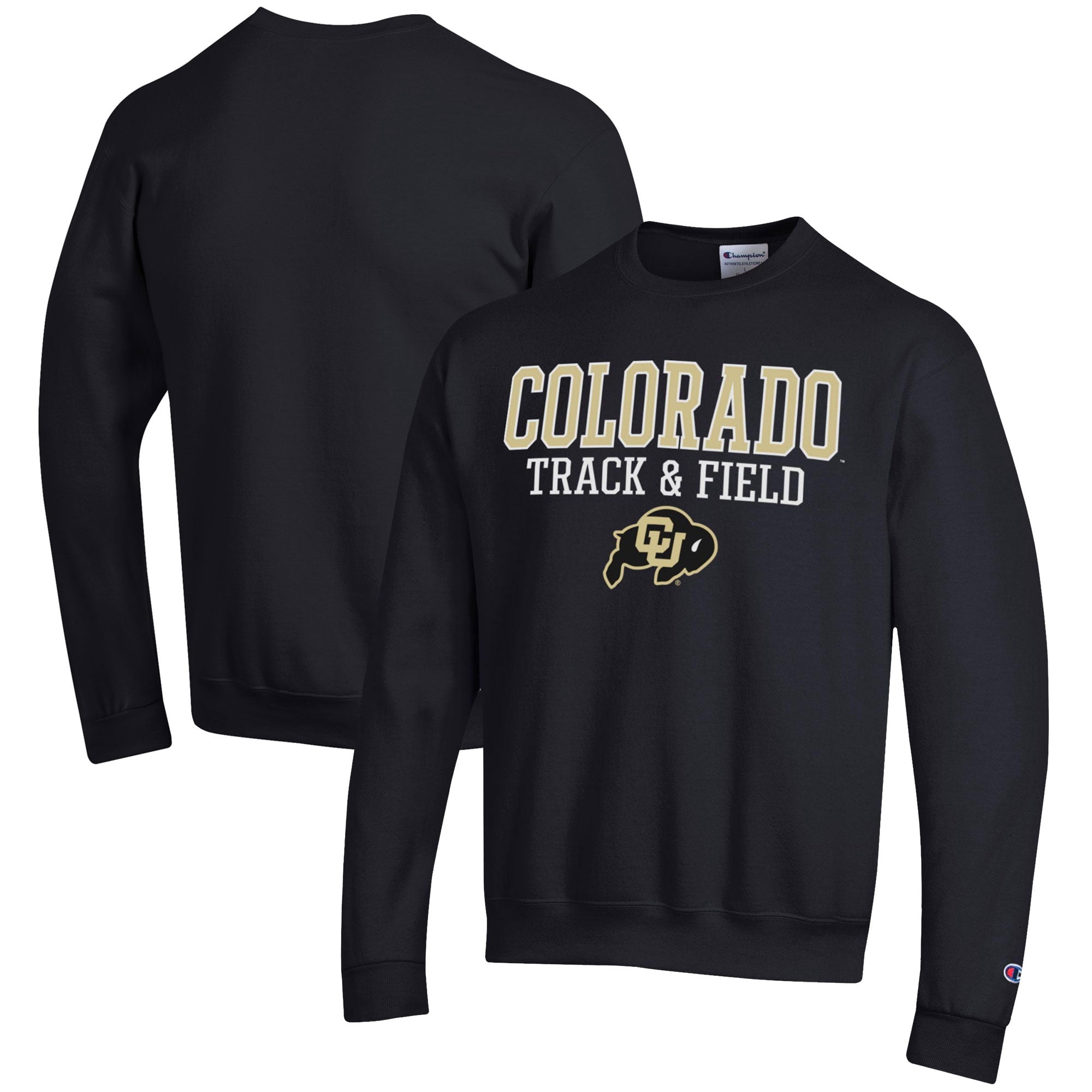 Men's Champion  Black Colorado Buffaloes Track & Field Stack Powerblend Pullover Sweatshirt