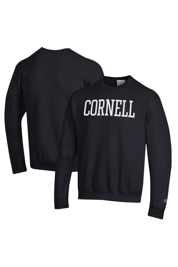 Men's Champion Black Cornell Big Red Eco Powerblend Crewneck Sweatshirt