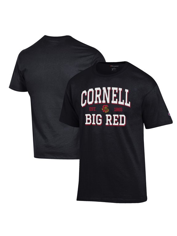 Men's Champion Black Cornell Big Red Est. Date Jersey T-Shirt
