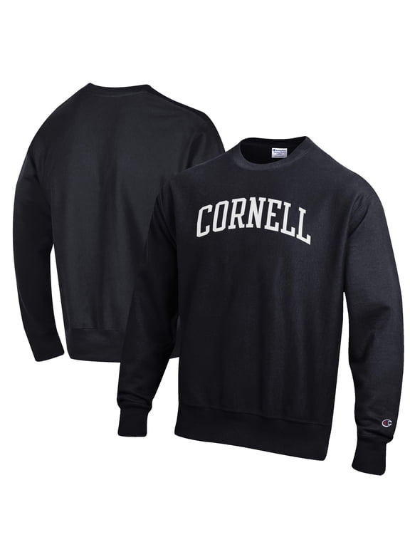 Men's Champion Black Cornell Big Red Reverse Weave Fleece Crewneck Sweatshirt