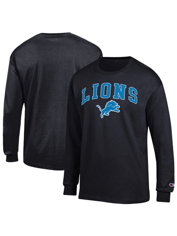 Men's Champion Black Detroit Lions Arch Over Logo Long Sleeve T-Shirt
