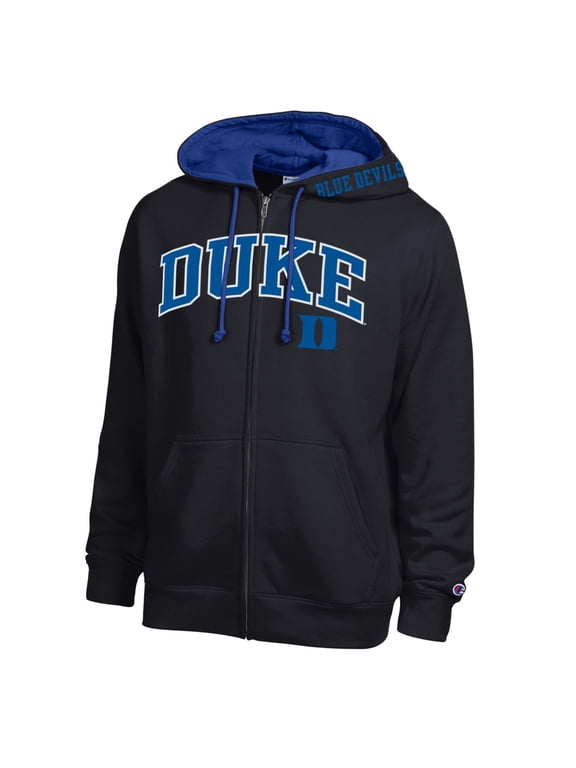 Men's Champion Black Duke Blue Devils Arch Logo Full-Zip Fleece Hoodie