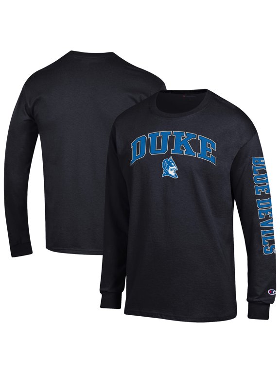 Men's Champion Black Duke Blue Devils Arch Over Logo 2-Hit Long Sleeve T-Shirt