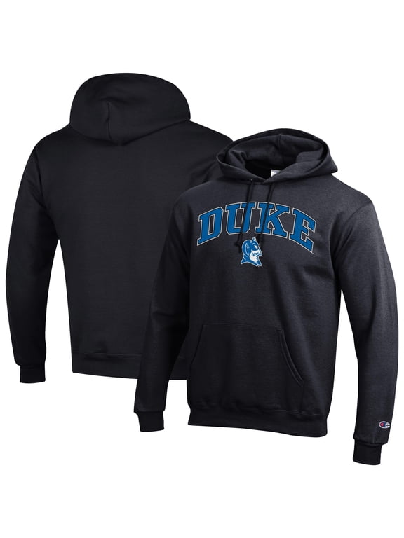 Men's-Champion Black Duke Blue Devils Arched Logo Fleece Pullover Hoodie
