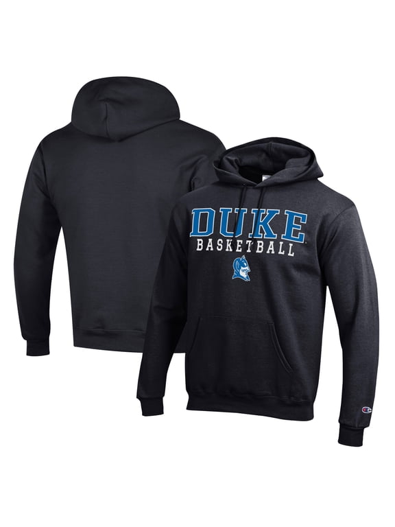 Men's Champion Black Duke Blue Devils Basketball Stack Pullover Hoodie