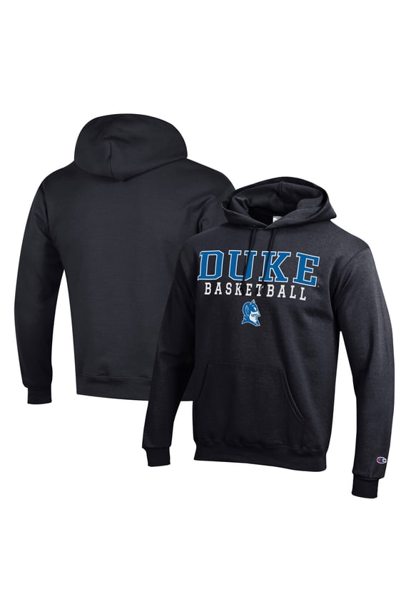 Men's Champion Black Duke Blue Devils Basketball Stack Pullover Hoodie