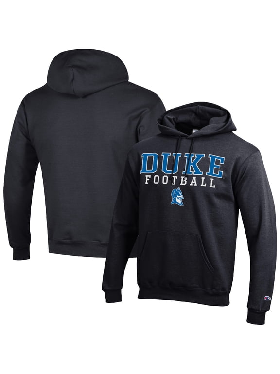 Men's Champion Black Duke Blue Devils Football Stack Pullover Hoodie