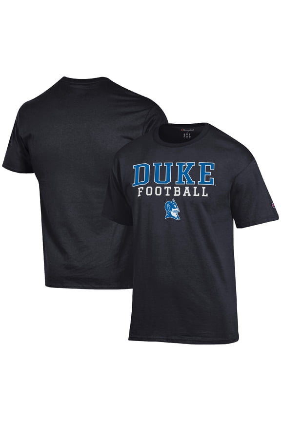 Men's Champion Black Duke Blue Devils Football Stack T-Shirt