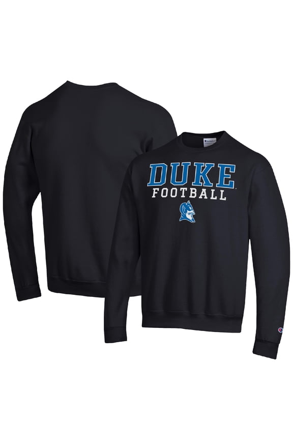 Men's Champion Black Duke Blue Devils Football Stacked Pullover Sweatshirt