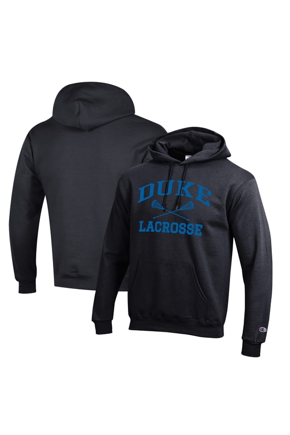 Men's Champion  Black Duke Blue Devils Icon Logo Lacrosse Pullover Hoodie