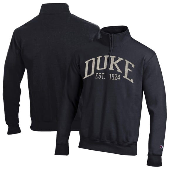 Men's Champion  Black Duke Blue Devils Powerblend Quarter-Zip Pullover