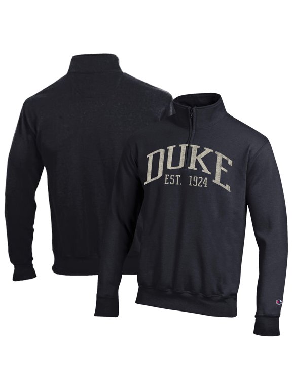 Men's Champion Black Duke Blue Devils Powerblend Quarter-Zip Pullover