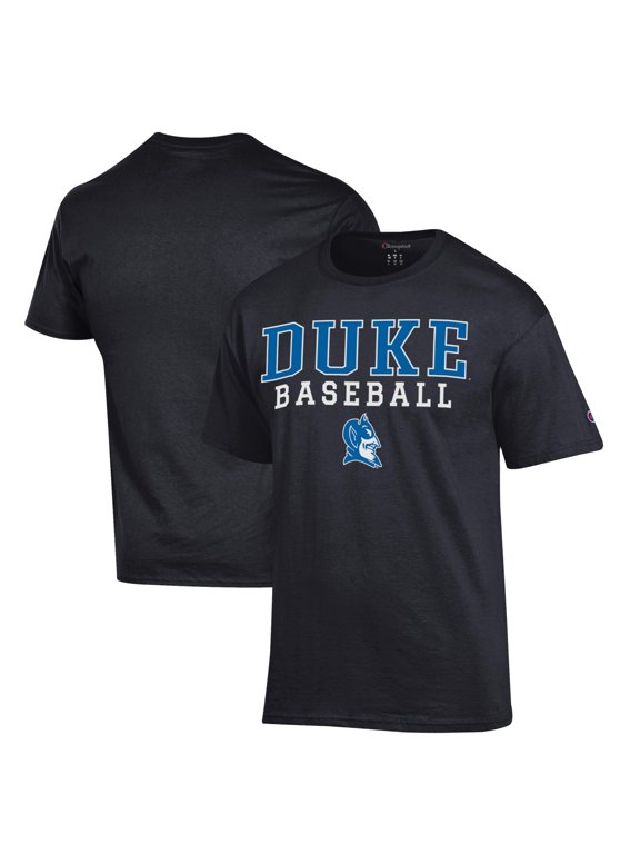 Men's Champion Black Duke Blue Devils Stacked Logo Baseball T-Shirt