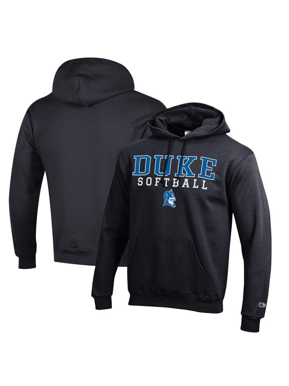 Men's Champion Black Duke Blue Devils Stacked Logo Softball Pullover Hoodie