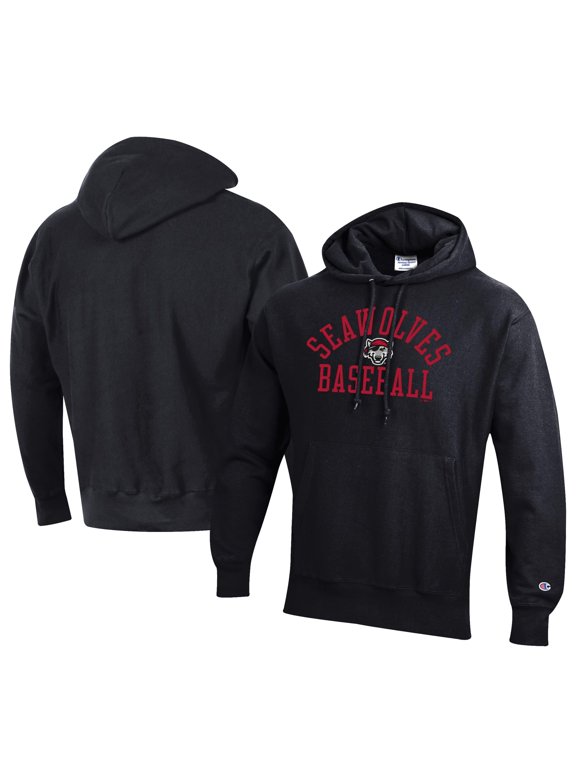Men's Champion Black Erie SeaWolves Baseball Reverse Weave Pullover Hoodie