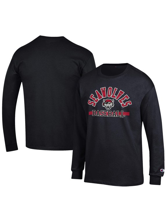 Men's Champion Black Erie SeaWolves Jersey Long Sleeve T-Shirt