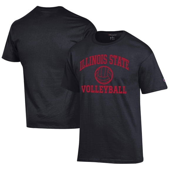 Men's Champion  Black Illinois State Redbirds Icon Logo Volleyball Jersey T-Shirt
