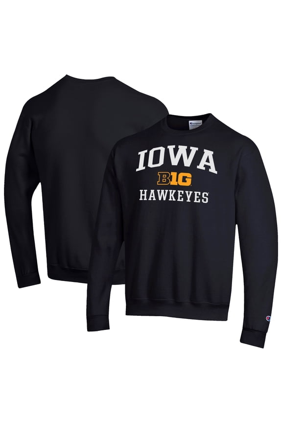 Men's Champion Black Iowa Hawkeyes Big Ten Powerblend Pullover Sweatshirt