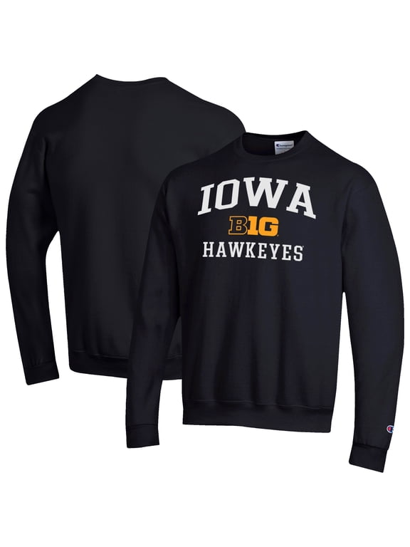 Men's Champion Black Iowa Hawkeyes Big Ten Powerblend Pullover Sweatshirt
