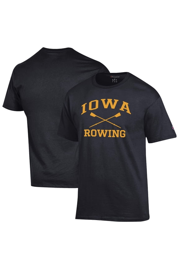Men's Champion Black Iowa Hawkeyes Rowing Jersey T-Shirt
