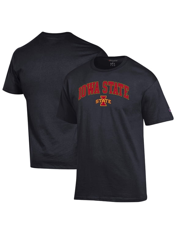 Men's-Champion Black Iowa State Cyclones Arched Logo T-Shirt