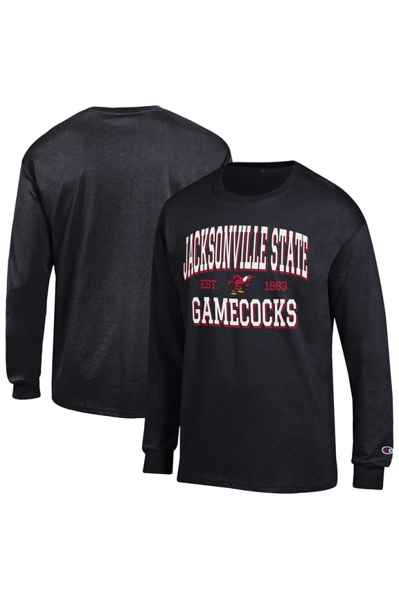 Men's Champion Black Jacksonville State Gamecocks Jersey Long Sleeve T-Shirt