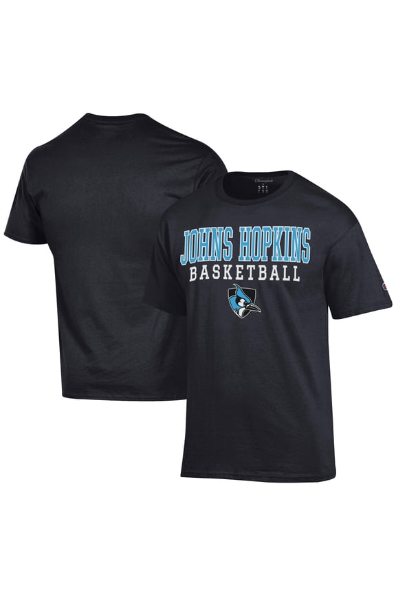Men's Champion  Black Johns Hopkins Blue Jays Icon Logo Basketball Jersey T-Shirt