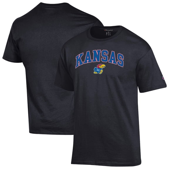Men's-Champion  Black Kansas Jayhawks Arched Logo T-Shirt