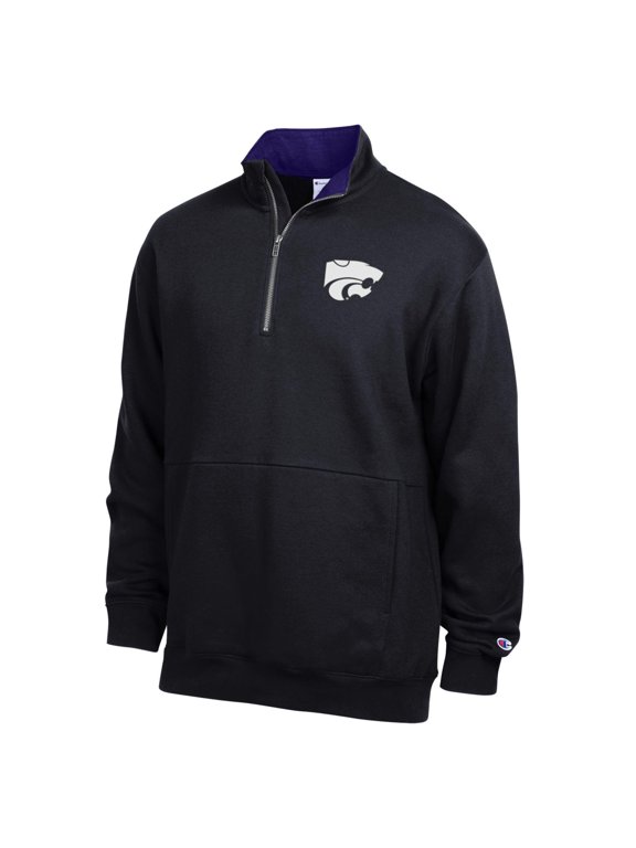 Men's Champion Black Kansas State Wildcats Fleece Quarter-Zip Pullover