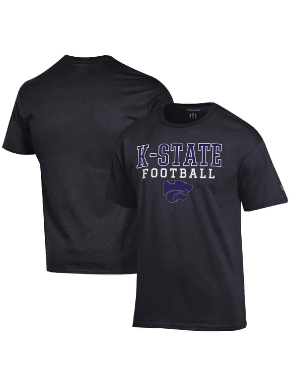 Men's Champion Black Kansas State Wildcats Football Stack T-Shirt