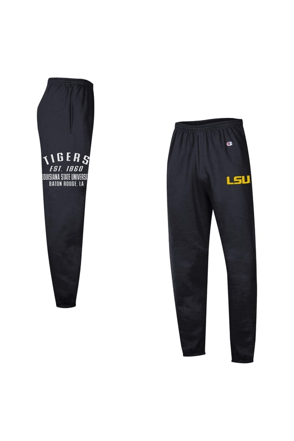 Men's Champion  Black LSU Tigers Powerblend Banded Fleece Sweatpants