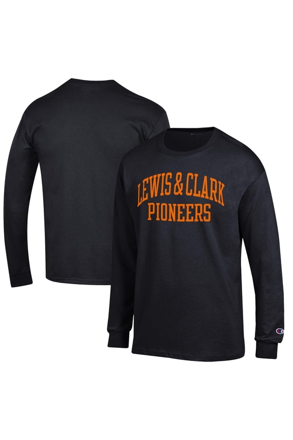 Men's Champion Black Lewis & Clark College Pioneers Jersey Long Sleeve T-Shirt