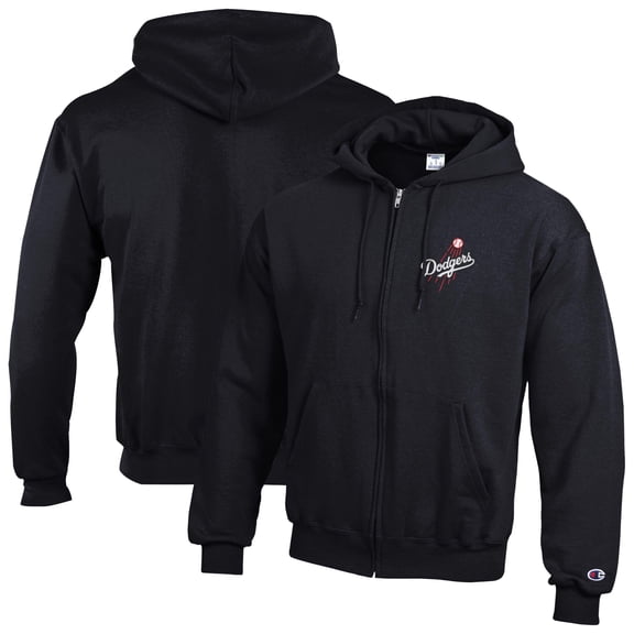 Men's Champion Black Los Angeles Dodgers Powerblend Full-Zip Hoodie