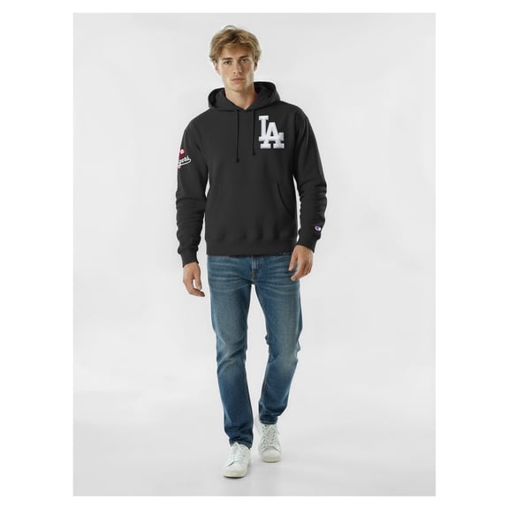 Men's Champion  Black Los Angeles Dodgers Reverse Weave Chenille Hoodie