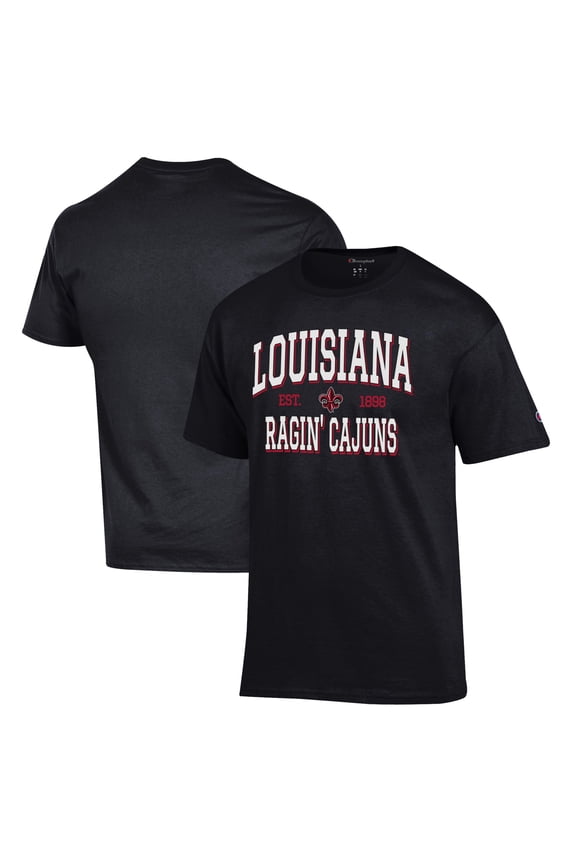 Men's Champion Black Louisiana Ragin' Cajuns Jersey T-Shirt