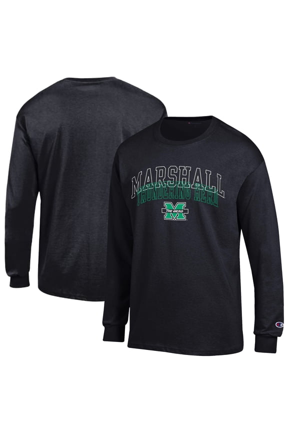 Men's Champion Black Marshall Thundering Herd Team Long-Sleeve T-Shirt