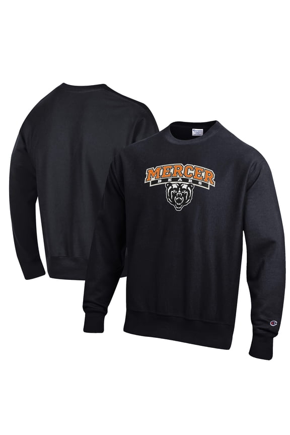 Men's Champion Black Mercer Bears Reverse Weave Fleece Crewneck Sweatshirt