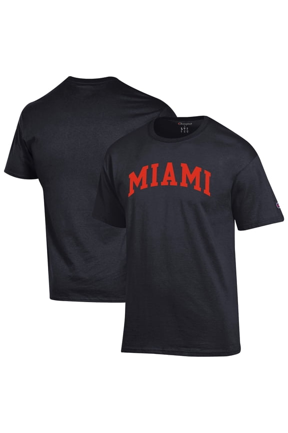 Men's Champion Black Miami Hurricanes Basic Arch T-Shirt