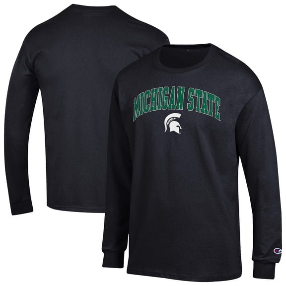 Men's-Champion Black Michigan State Spartans Arch Over Logo Long Sleeve T-Shirt