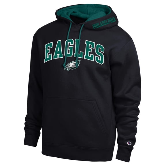 Men's Champion Black/Midnight Green Philadelphia Eagles Contrast Hoodie