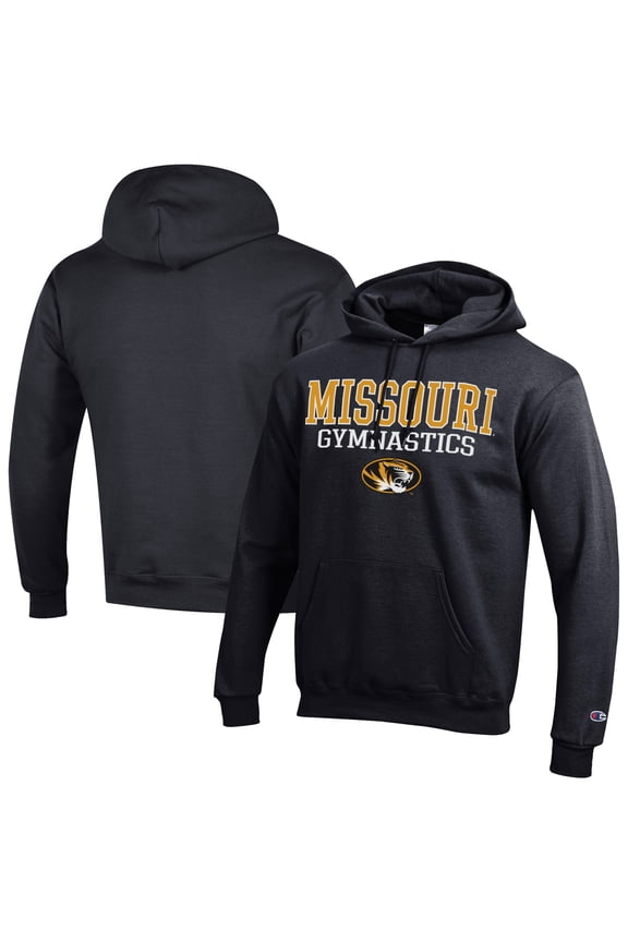 Men's Champion  Black Missouri Tigers Gymnastics Stack Powerblend Pullover Hoodie