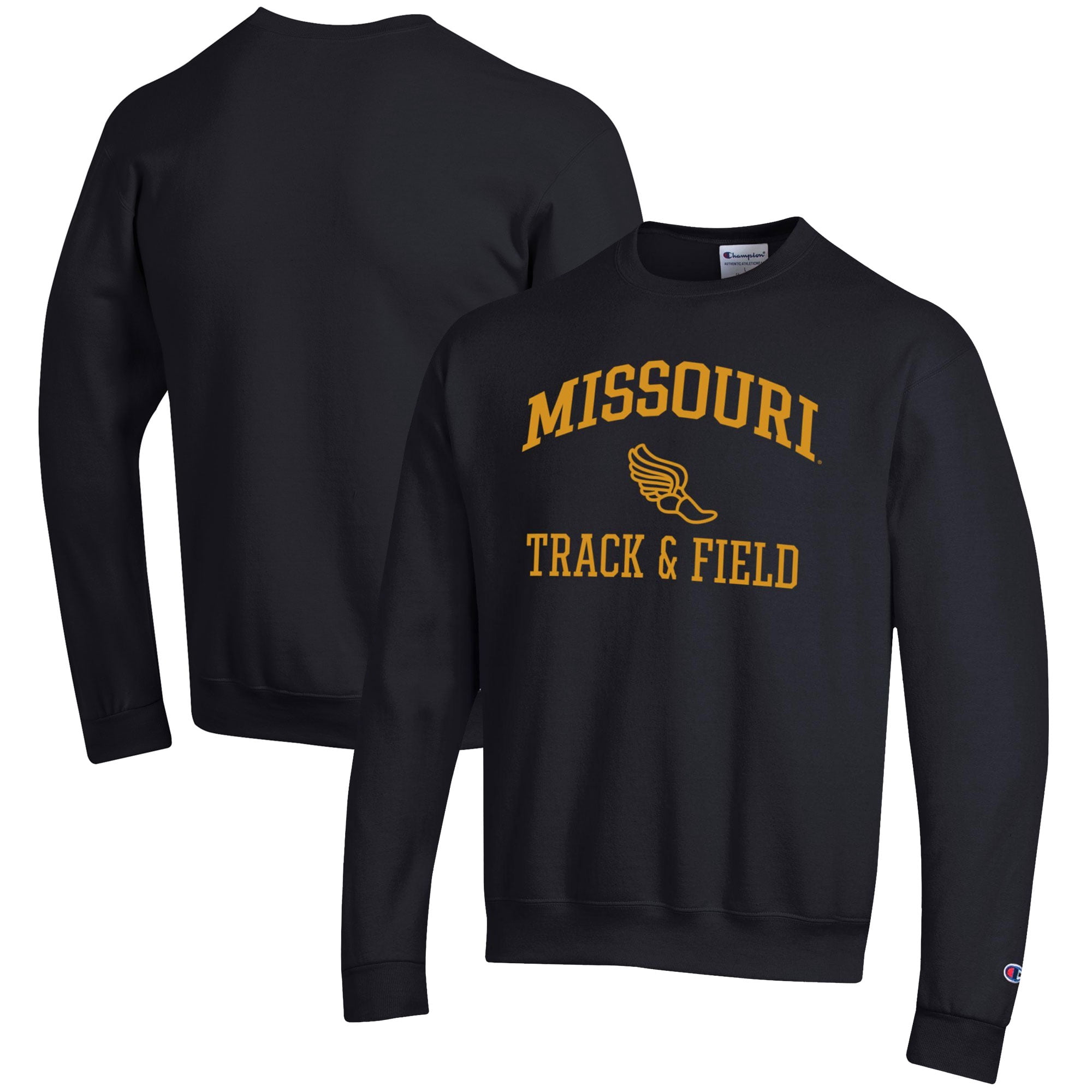 Men's Champion  Black Missouri Tigers Track & Field Icon Powerblend Pullover Sweatshirt