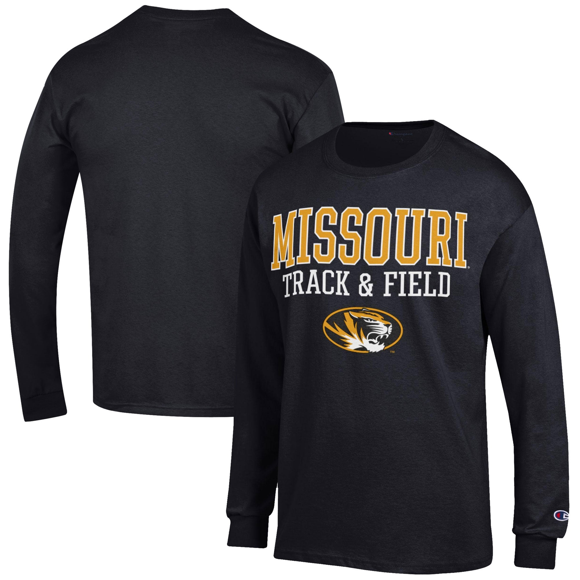Men's Champion  Black Missouri Tigers Track & Field Stack Long Sleeve T-Shirt