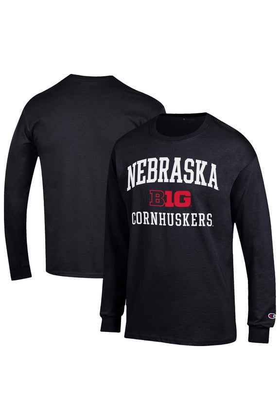 Men's Champion Black Nebraska Huskers Big Ten Long Sleeve T-Shirt