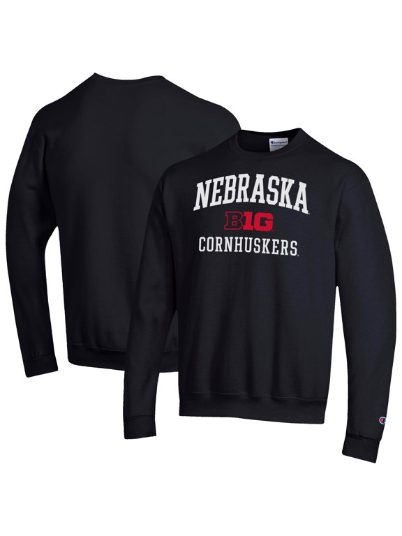 Men's Champion Black Nebraska Huskers Big Ten Powerblend Pullover Sweatshirt