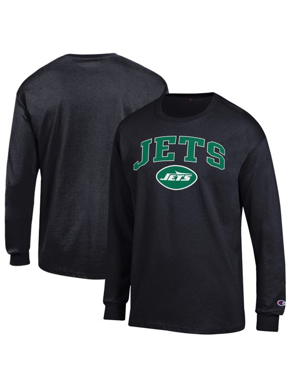 Men's Champion Black New York Jets Arch Over Logo Long Sleeve T-Shirt